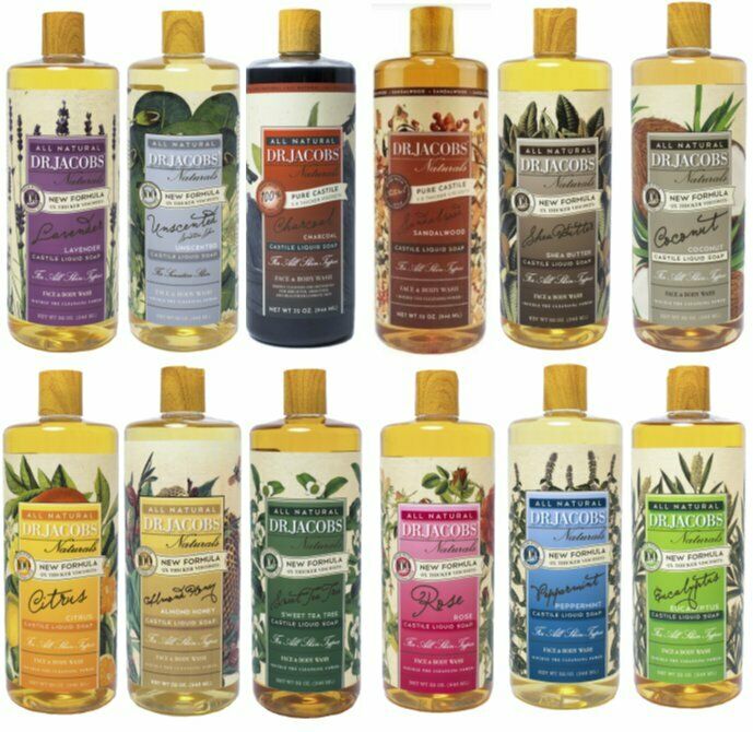 Dr Jacob's Naturals Pure Castile Liquid Soap 32oz (1pc) Choose From 12 Scents!