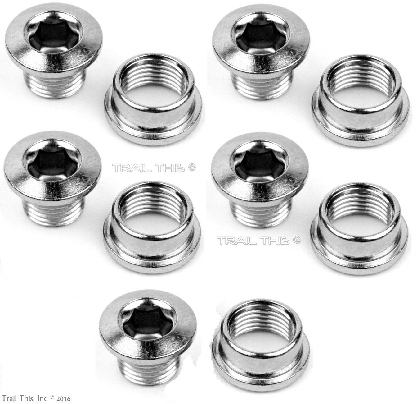 5-count Set Of Origin8 Single-speed Fixed Gear Bmx Track Chainring Bolts Chrome