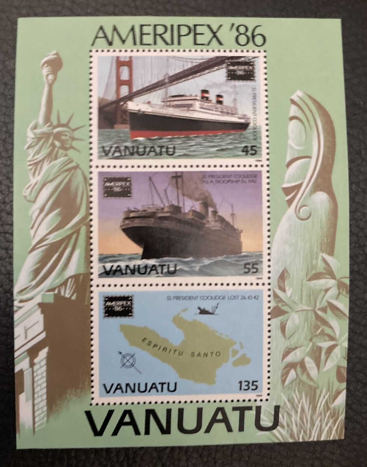 Vanuatu: 1 Souvenir Sheet #421a Ameripex 86' Mnh. Lot #03-111410
