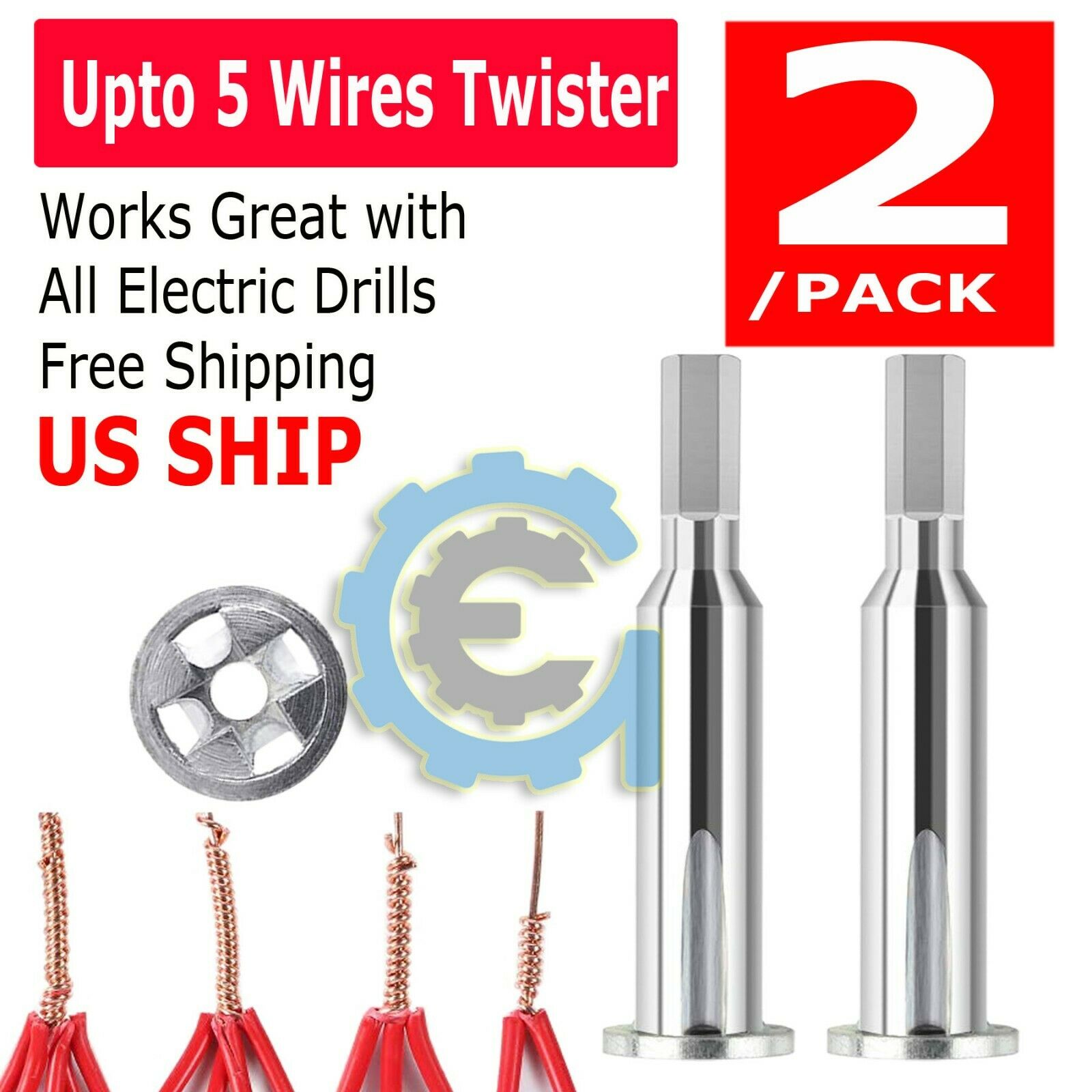 2x Universal Electrical Cable Twist Quick Connector Drill Bit Wire Stripper Tool
