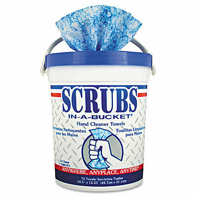 Scrubs Hand Cleaner Towels Cloth 10 1/2 X 12 1/4 Blue/white 72/bucket 42272ea